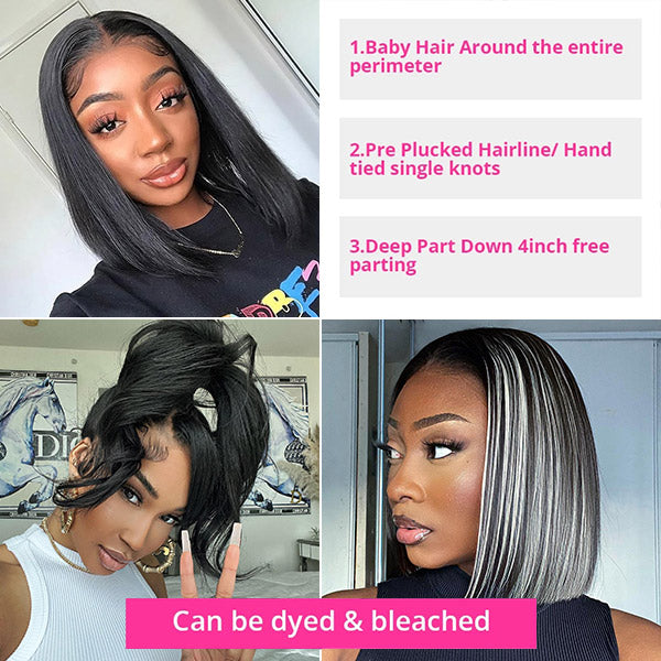 10A Straight 4x4 13x4 Medium Brown Lace Bob Wig - 图片 3